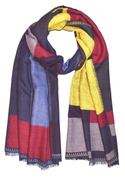 Scarf Shawl Viscos fleecy Yellow Red Blue Grey